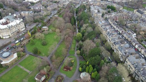 Drone footage of Valley Gardens in Harrogate North Yorkshire England