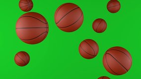Many Basketball balls falling down on chromakey background. Basketball. - Powered by Shutterstock - Get 15% off with code: PIKWIZARD15