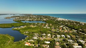 Aerial video upscale homes in Vero Beach Indian River County FL USA