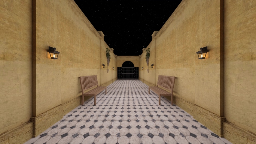 3D rendering of the mosaic tile passage