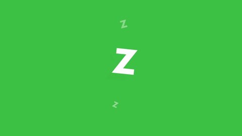 Sleeping zzz symbol on green screen background. 2d motion animated video, Cartoon style, sleep concept. light colour.