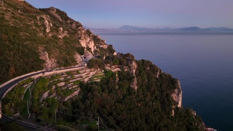 The winding roads of the Amalfi Coast, Italy.
Aerial view of the Amalfi coast.