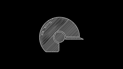 White line Baseball helmet icon isolated on black background. 4K Video motion graphic animation .