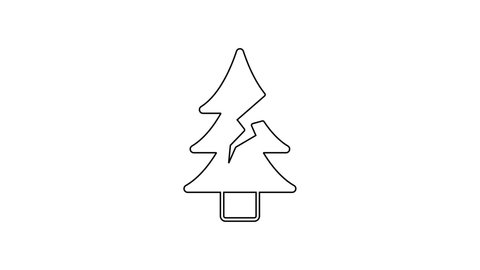 Black line Tree icon isolated on white background. Forest symbol. 4K Video motion graphic animation.