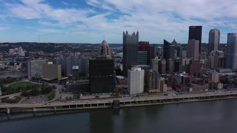 4K Aerial Pittsburgh Pennsylvania Left to right
