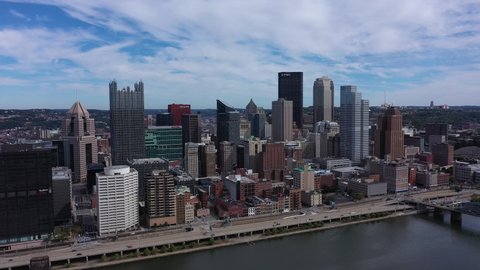 4K Aerial Pittsburgh Pennsylvania going out