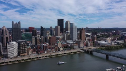 4K Aerial Pittsburgh Pennsylvania Right to Left