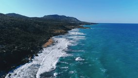 Caostal drone video,waves and mountain