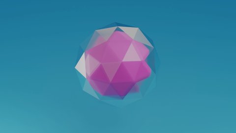 Abstract Geometric Animation. Magic Cristal Background. Hypnotic Sphere Rotation. 3d Rendering