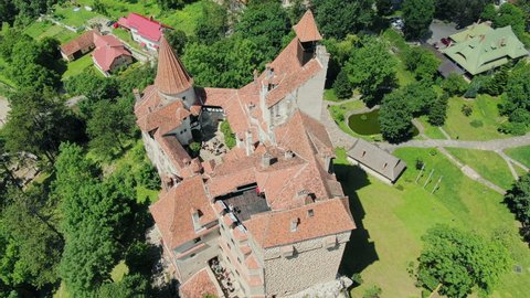 Aerial View Of Bran Castle, Dracula's Castle, Romania.