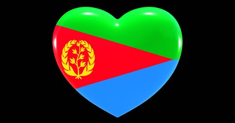 Flag of Eritrea on turning Heart 3D Loop Animation with Alpha Channel 4K UHD 60FPS