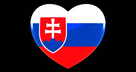 Flag of Slovakia on turning Heart 3D Loop Animation with Alpha Channel 4K UHD 60FPS