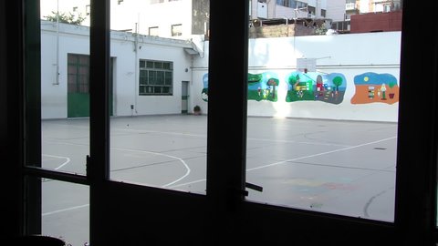 Buenos Aires, Argentina - March 2021: Empty School Yard of a Public School during the Coronavirus Pandemic in Argentina. 