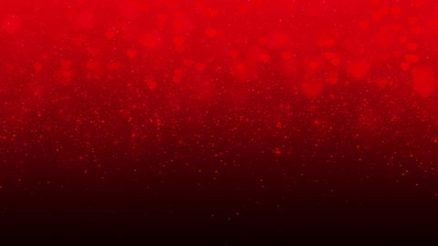 Hearts shape flowing on red gradient background with bokeh, seamless 4K video