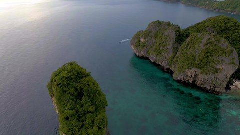 Phi Phi Island Krabi Thailand, drone aerial view at Phi Phi Island. 
