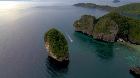 Phi Phi Island Krabi Thailand, drone aerial view at Phi Phi Island. 
