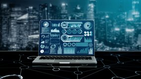 Big Data Technology for Business Finance Analytic conceptual . Modern graphic interface shows massive information of business sale report, profit chart and stock market trends analysis . - Powered by Shutterstock - Get 15% off with code: PIKWIZARD15