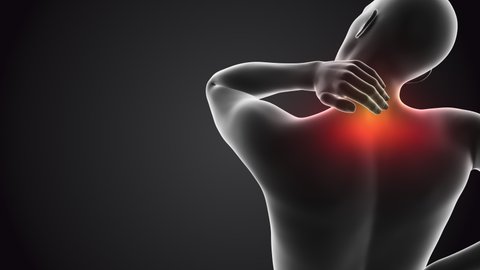 Animated Human having pain in neck