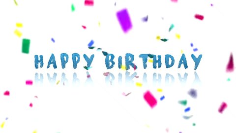 Happy birthday text animation with celebration on light background. animated happy birthday greeting card for special day celebration. 4K
