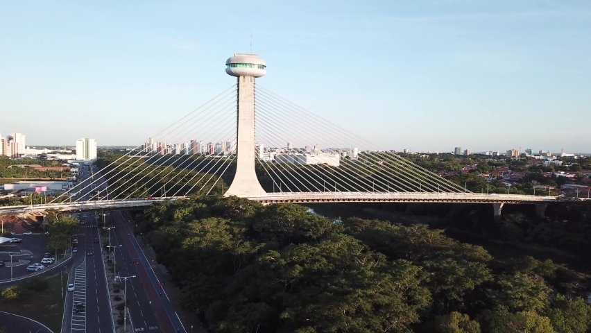 Aerial view of Teresina, Piauí, in the northeast of Brazil. João Isidoro França bridge. Big brazilian city.
