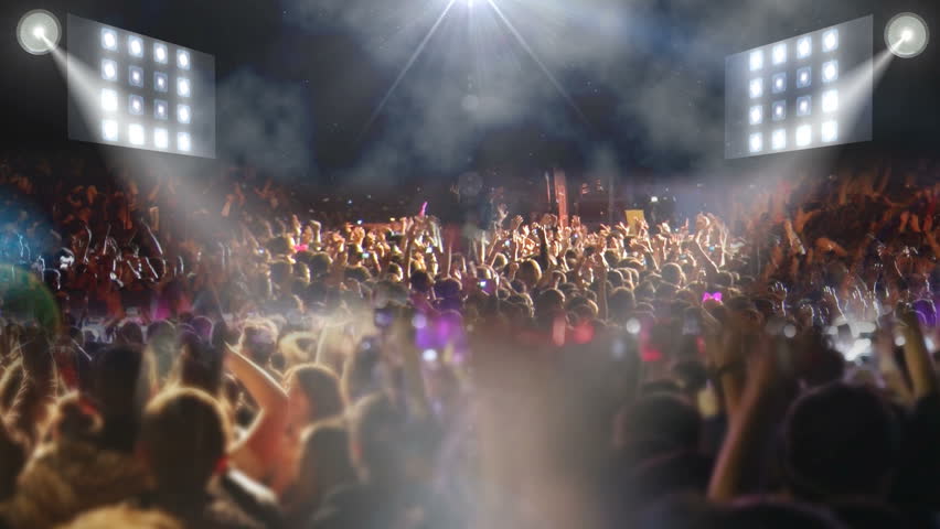 Crowded Music Concert Stage (zoom Stock Footage Video (100 ...