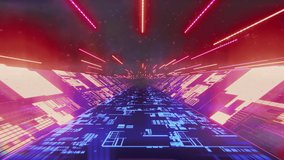 Interstellar neon highway in outer space with circuit-like pattern and hyper-speed jumps seamless loop. animated clouds, stars, and neon tubes in the background sky - Powered by Shutterstock - Get 15% off with code: PIKWIZARD15