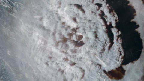 Tonga, January 15 2022 Tonga volcano eruption as seen on satellite