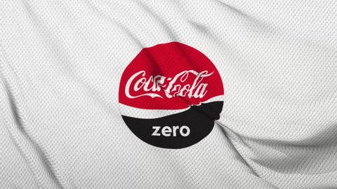SALERNO, ITALY - JANUARY 18, 2022: COCA COLA ZERO 3d animated logo flag. Coca Cola Zero logo