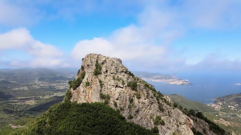 Elba Island, Italy. Amazing aerial view from drone of mountains and landscape