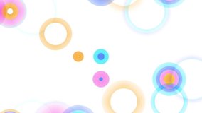 Beautiful abstract animation of multicolored circles appearing and disappearing on the white background animation. Abstract 3d render of transition with geometric shapes. Colored circles