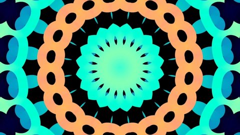 Multicolor Kaleidoscope Patterns. Abstract Motion Graphics Background. Unique Kaleidoscopic Animation. Beautiful Bright Ornament. Seamless Loop