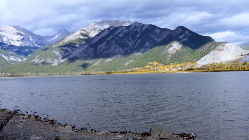 Lac des Arcs, Alberta, Canada as seen from Trans Canada Highway 1.