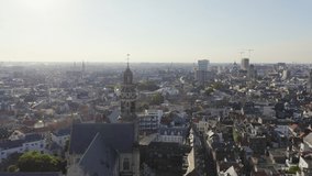 Inscription on video. Antwerp, Belgium. St. Paul s Cathedral (Sint-Pauluskerk). Name is burning, Aerial View