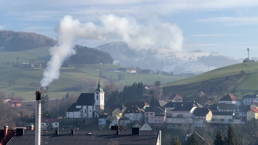 beautiful view on Grünburg and Steinbach in Steyr valley Upper Austria