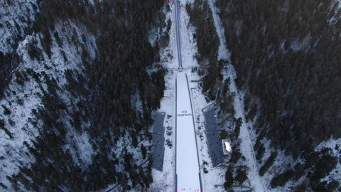 Flight Over Great Krokiew (Wielka Krokiew) Ski Jumping Hill, Zakopane, Poland