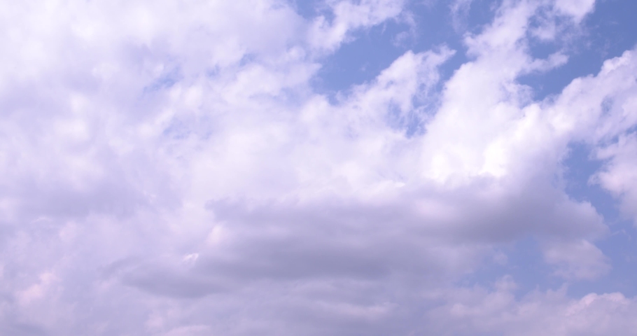 Big clouds time lapse with blue sky in horizon, aerial view summer lightness day, clean weather, fast moving cloudscape. 8K downscale, 4K.