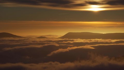 Spectacular Snowdonia National Park cloud inversion sunrise landscape in North Wales Great Britain