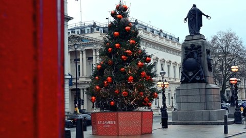 Christmas tree on St James Square, London December 2021