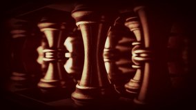 Chess board game. Strategy ideas concept business futuristic graphic icon. Retro video overlay. Glitch video effect. Spooky short film. Mirror flip effect.