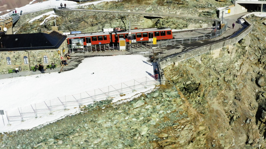The Gornergratbahn in Switzerland at the terminus. Shot in November 2020.