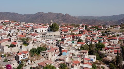 Aerial view Traditional village in Cyprus, Pano Lefkara