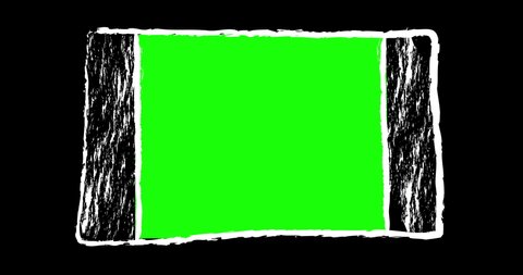 Green screen chalk board animation. Transparent background. your image or text here. handwriting white chalk. green musk