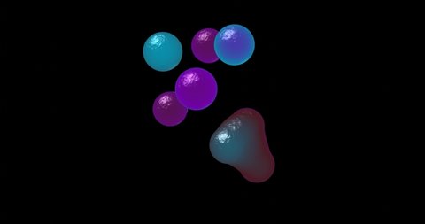 Abstract light blue and violet substance levitate on black background + its luma matte. 4k seamless animation loop. Lossless quality. 3D-rendering.