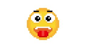 Hand Drawn Hot Face Cartoon Character Animated Icon with Retro 8-bit Pixel Art Style. 4K Ultra HD Seamless Loop Video Motion Graphic Animation.