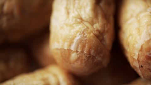 Cocktail Sausage rotating extreme close up stock footage