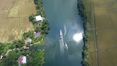 Kerala Backwaters Houseboat  aerial view 