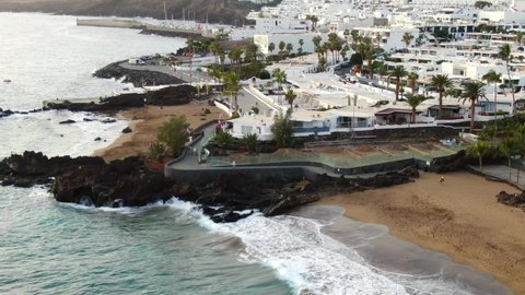 Beautiful seaside in Lanzarote, drone films