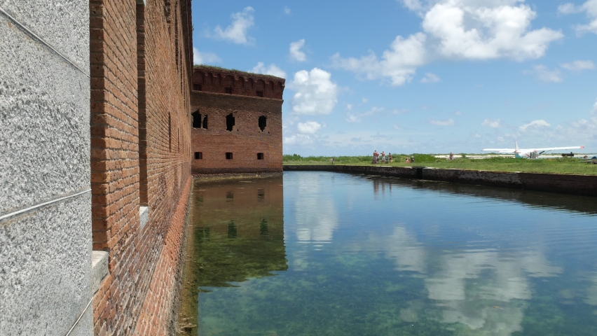 Fort Jefferson, Dry Tortugas National Park reflected in the moat waters.