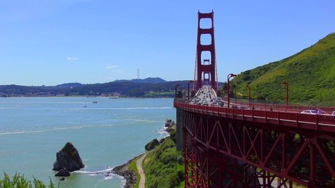 Traffic on the Golden Gate Bridge, San Francisco, California, USA, circa April 2021