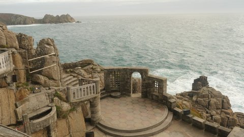 15th December, 2021, Cornwall, England. Footage of the Minach Theatre by the sea